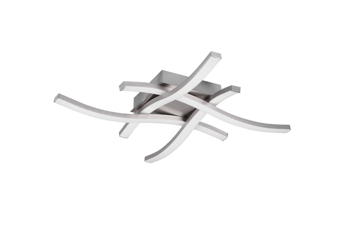 Reality Deckenleuchte R62474407 Route nickel matt weiß Metall Kunststoff B/H/T: ca. 46x7x46 cm