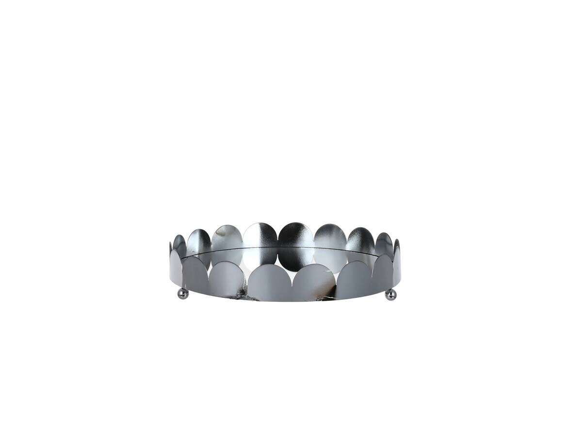 Deko-Tablett silber Metall B/H/L: ca. 26x4x26 cm