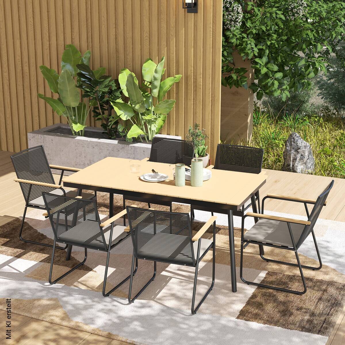 Outsunny Gartengarnitur natur Polyester B/H/L: ca. 85x75x160 cm