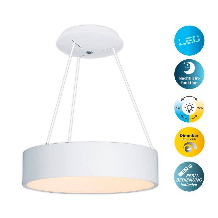Näve Leuchten LED Pendelleuchte weiß Metall H/D: ca. 150x45 cm 1 Brennstellen
