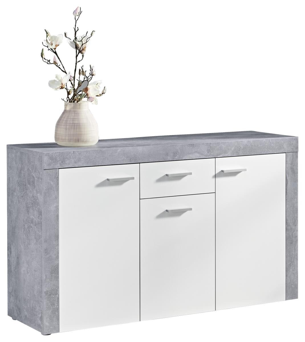 Kommode Focus Beton Optik weiß B/H/T: ca. 134x79x39 cm