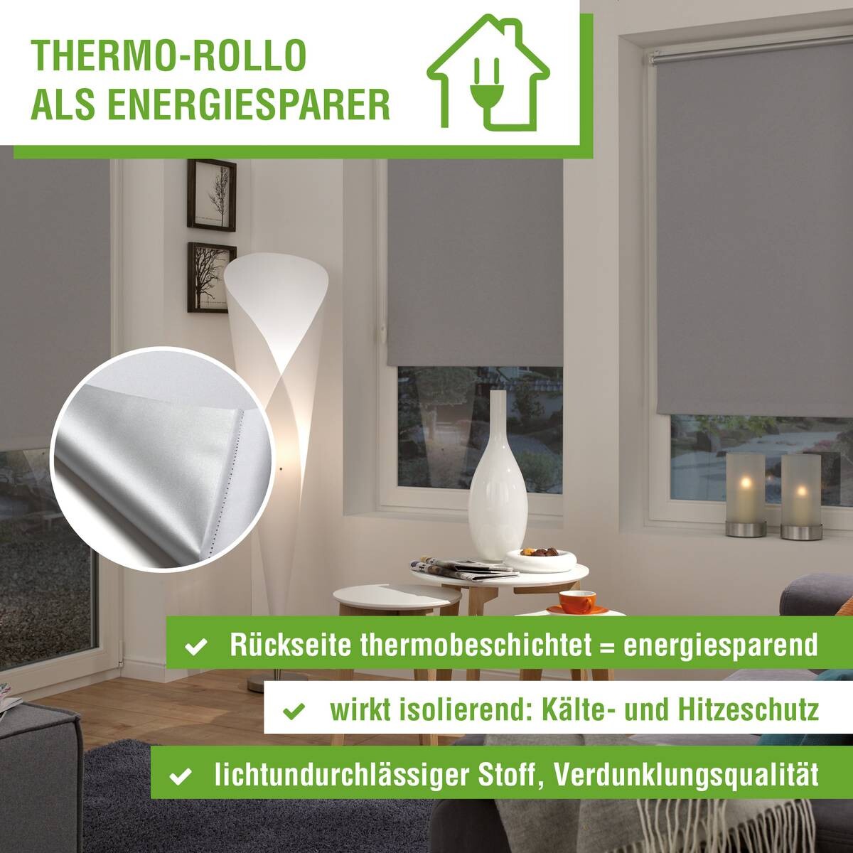 Boviva Thermo Seitenzugrollo Verdunklungsqualität anthrazit B/L: ca. 82x175 cm