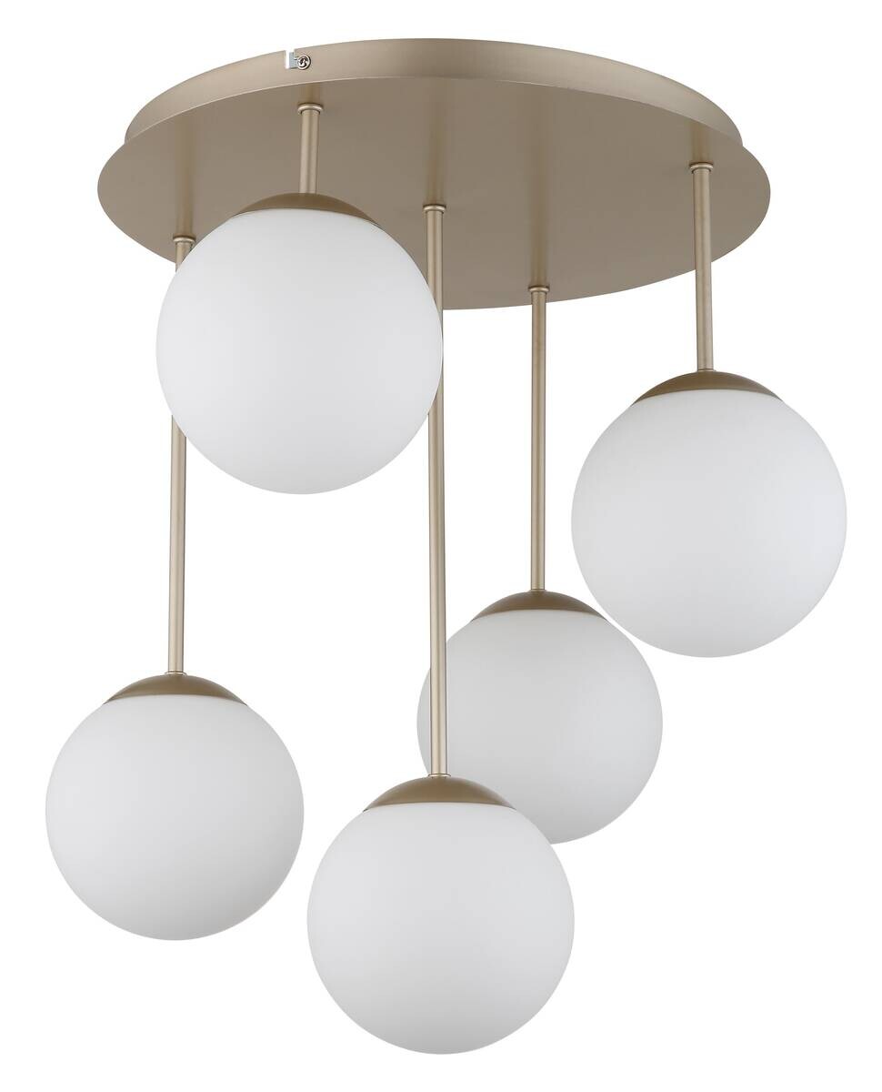 GLOBO Deckenleuchte champagner Opal Glas Metall H/D: ca. 51x38 cm E14 5 Brennstellen