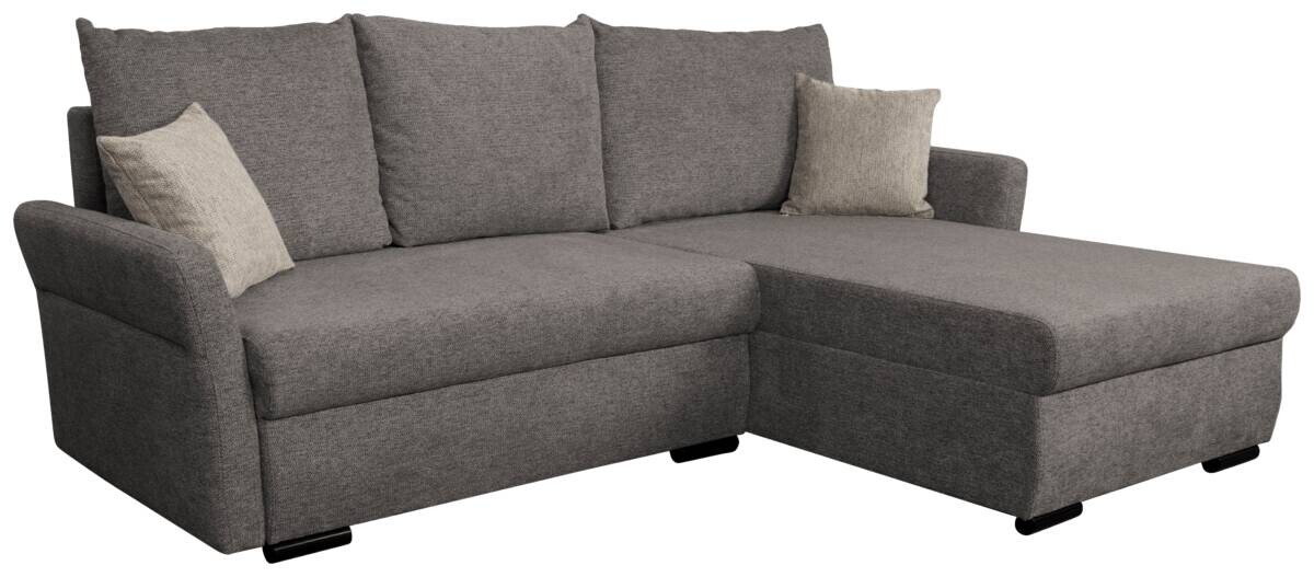 Ecksofa mit Bettfunktion und Bettkasten dunkelgrau Webstoff B/H/T: ca. 218x90x168 cm