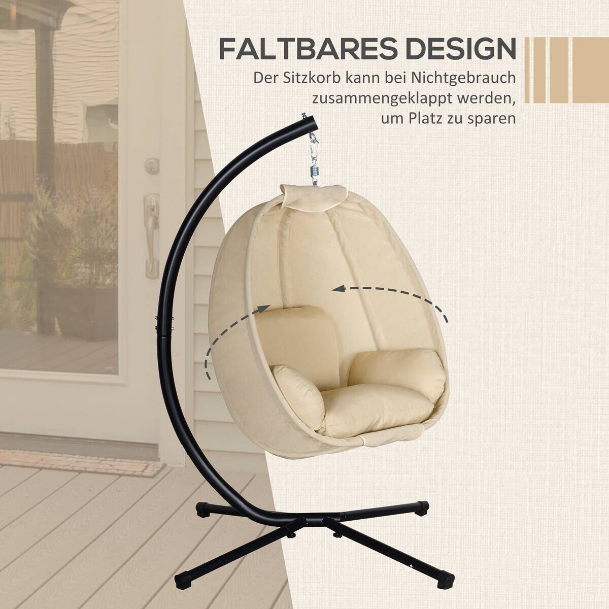 Outsunny Hängesessel khaki Polyester B/H/L: ca. 95x170x125 cm