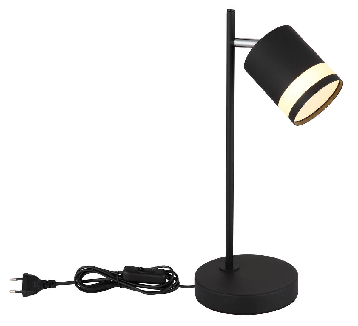 GLOBO Tischleuchte Opal schwarz Metall Kunststoff B/H/L: ca. 15x40x12,7 cm 1 Brennstellen
