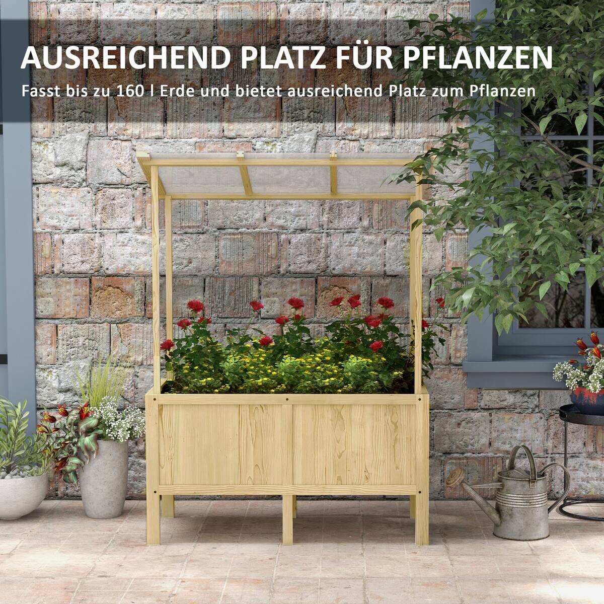 Outsunny Hochbeet natur Edelstahl B/H/L: ca. 60x110x152 cm