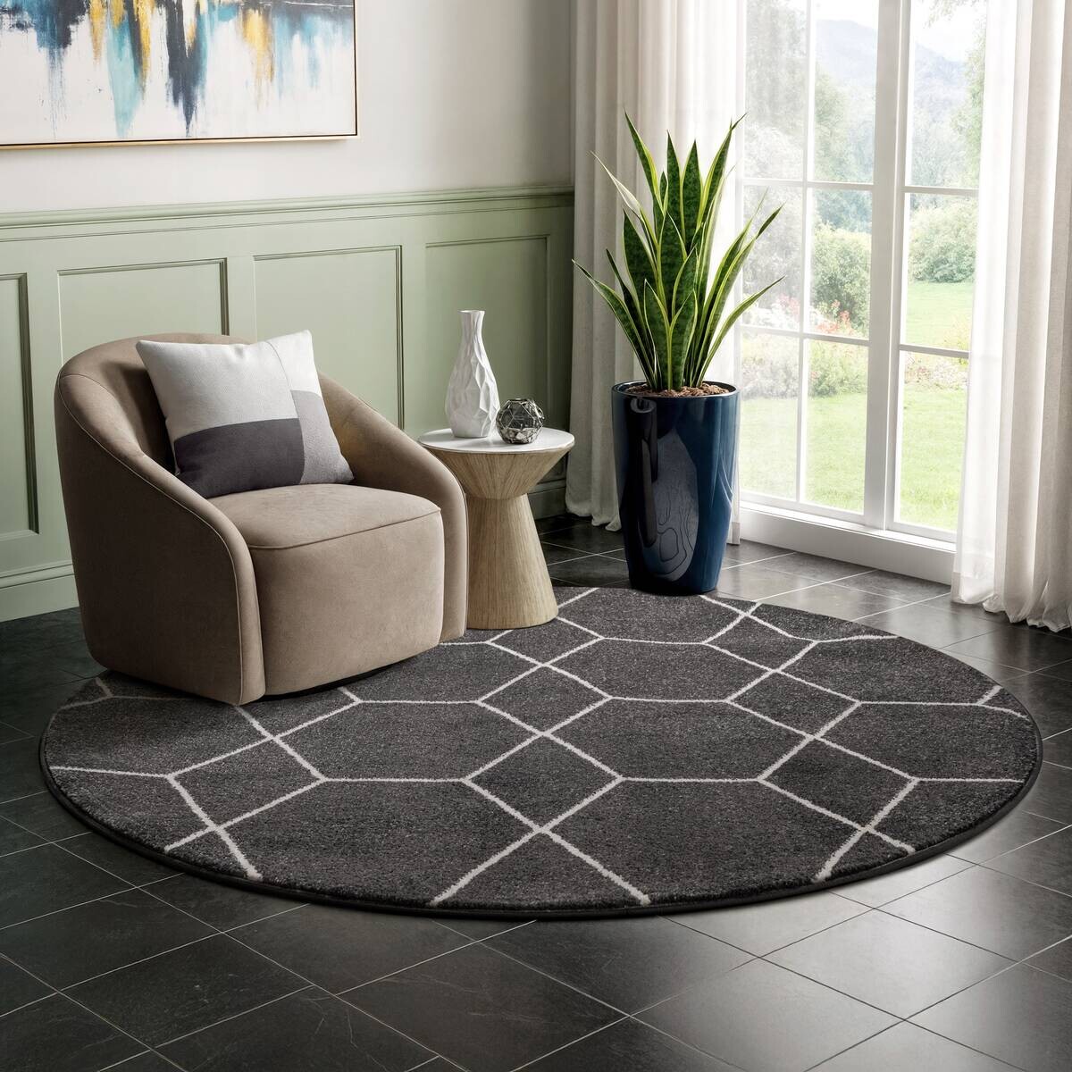 Sanat Teppich Trellis anthrazit B/L: ca. 200x200 cm