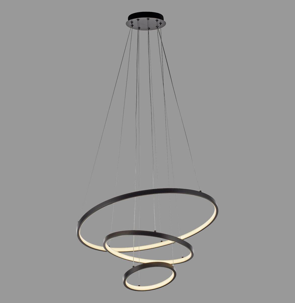 Just Light LED-Pendelleuchte Cerchi schwarz B/H/L: ca. 61x150x61 cm