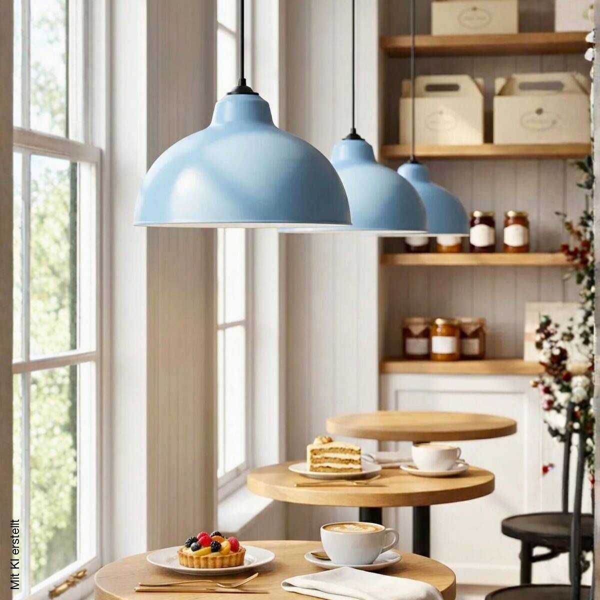 Opviq Pendelleuchte blau B/H/T: ca. 35x100x35 cm E27 1 Brennstellen