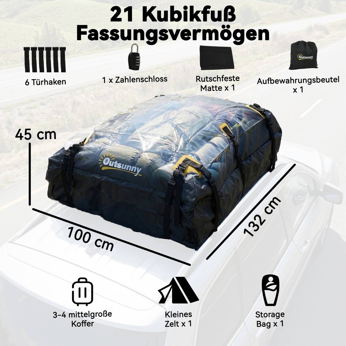 Outsunny Dachgepäckträger B/H/T/L: ca. 100x45x100x132 cm