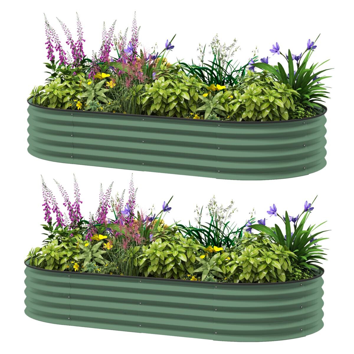 Outsunny Hochbeet 2er Set grün Stahl B/H/L: ca. 93x30x181 cm