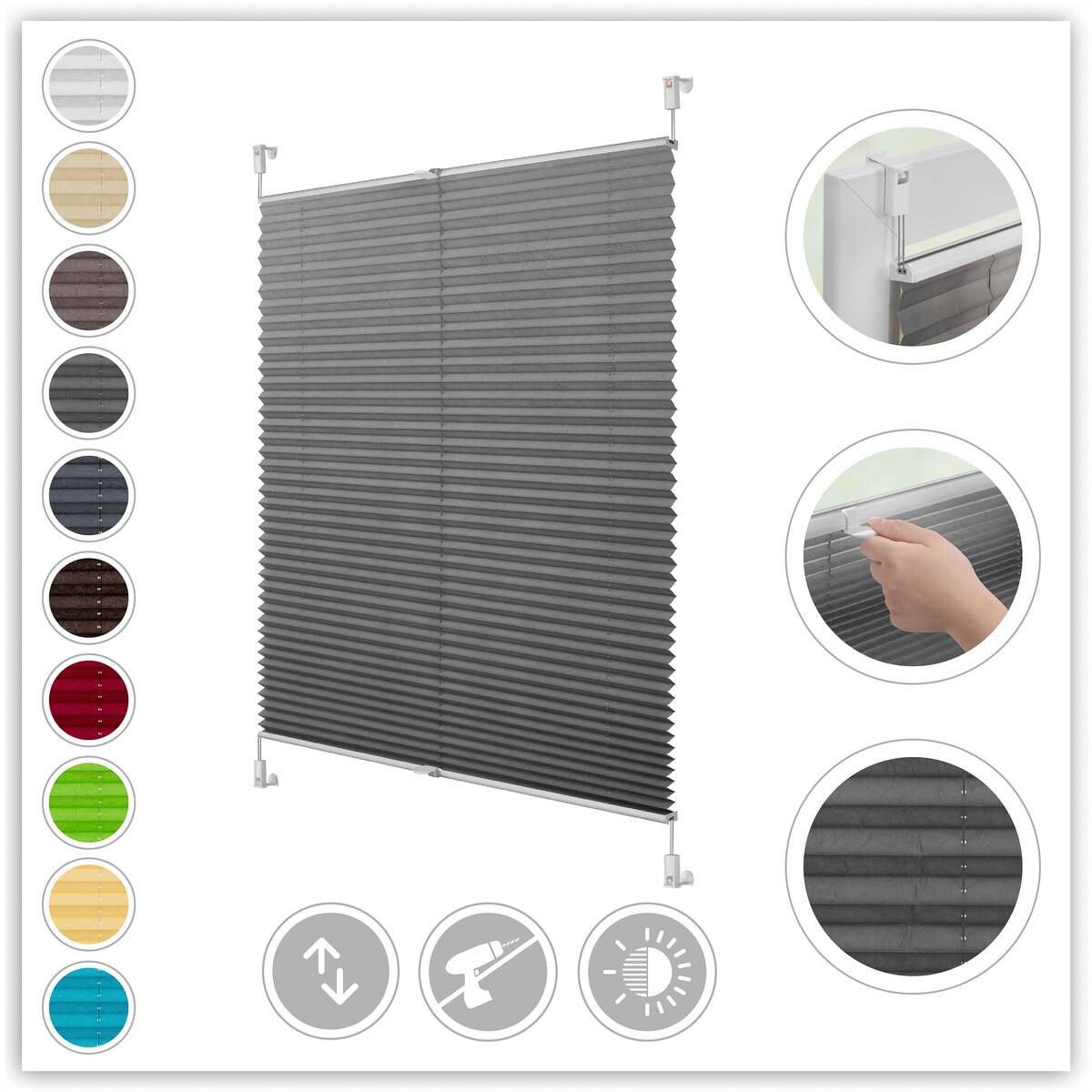 LICHTBLICK Spannplissee hellgrau B/L: ca. 75x130 cm