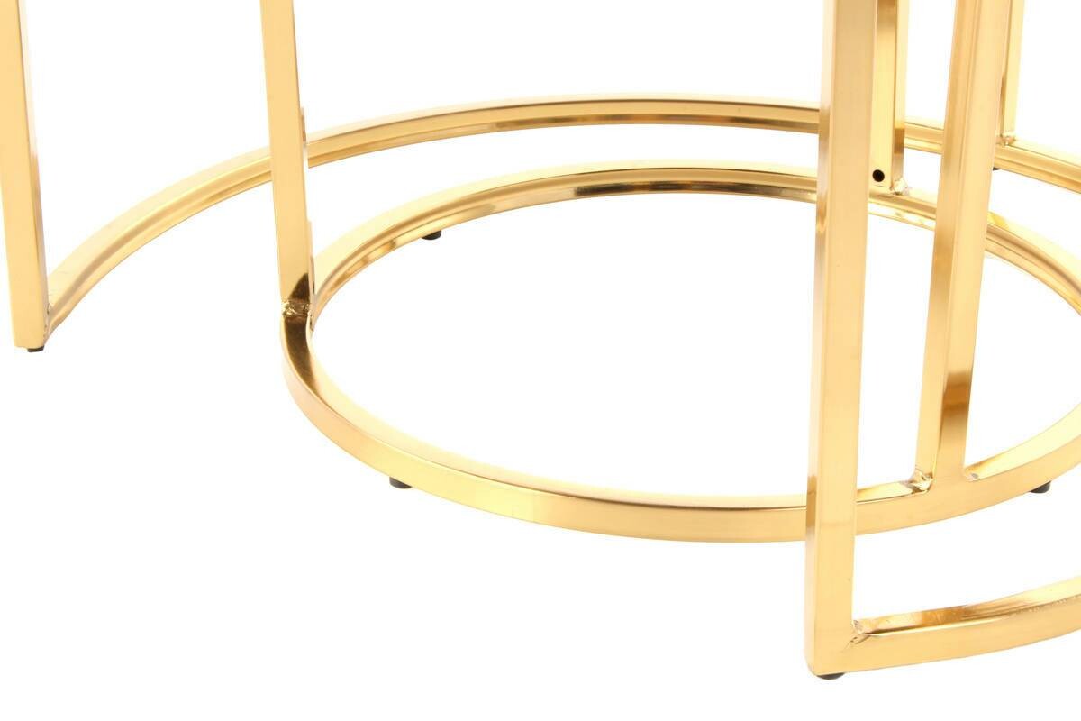 360 Living Hocker Myla 100 2er-Set elfenbein gold Metall Samt H/D: ca. 41x60 cm