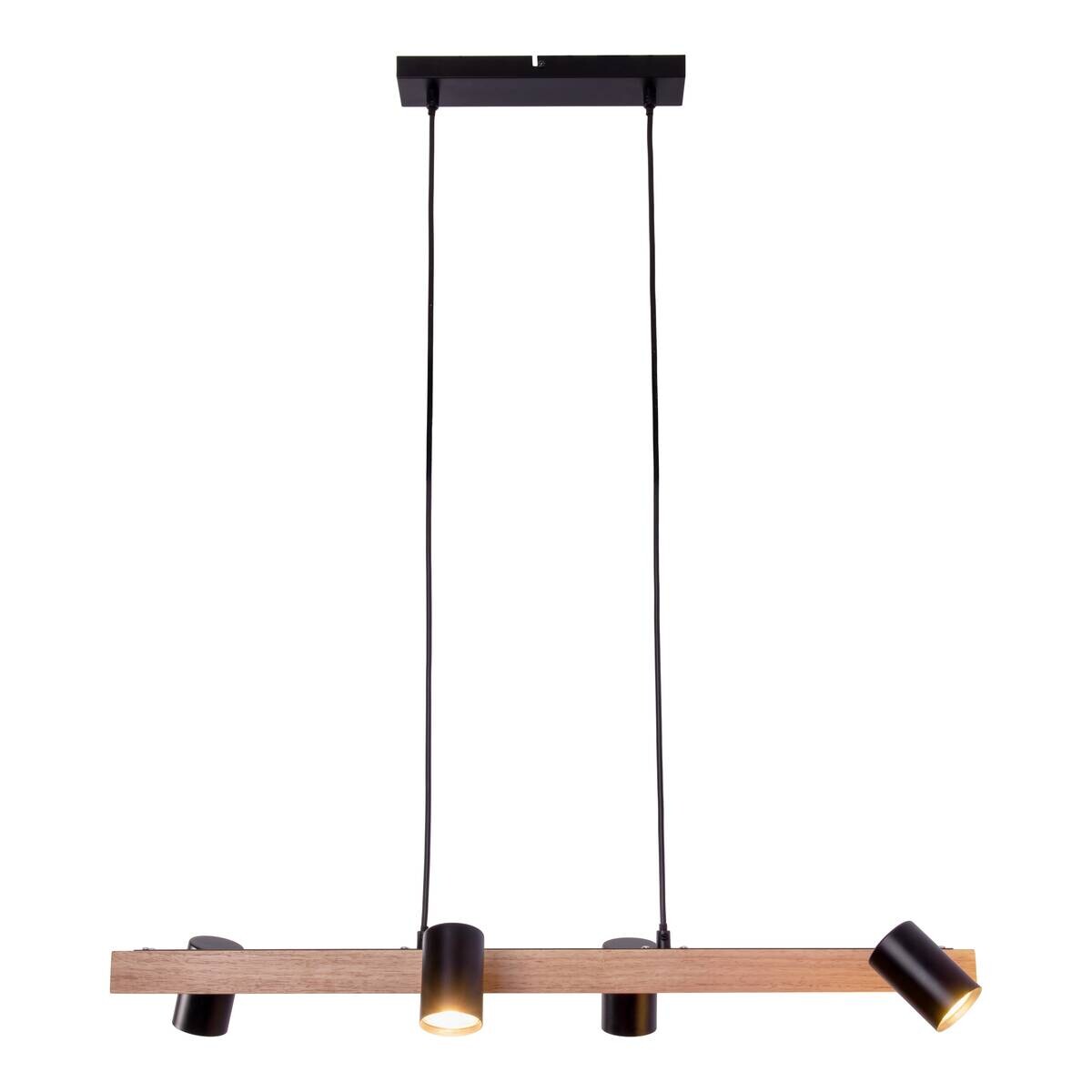 Näve Leuchten Pendelleuchte 7094522 schwarz Holz Metall B/H/T: ca. 24x120x80 cm GU10 4 Brennstellen