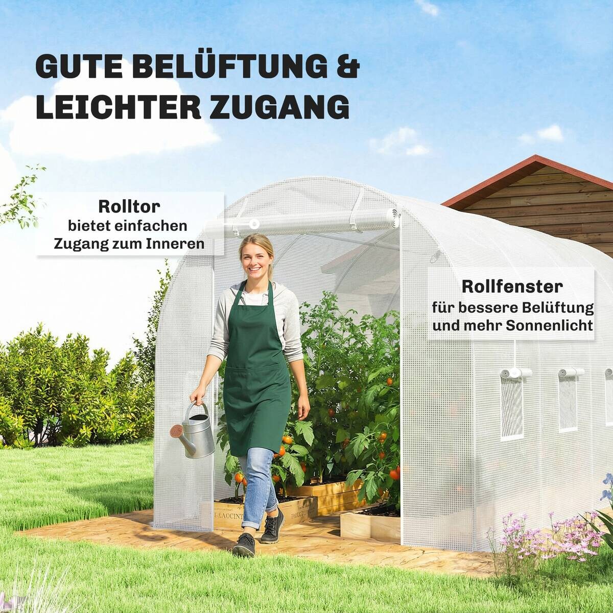 Outsunny Gewächshausfolie B/H/T/L: ca. 200x200x200x400 cm weiß