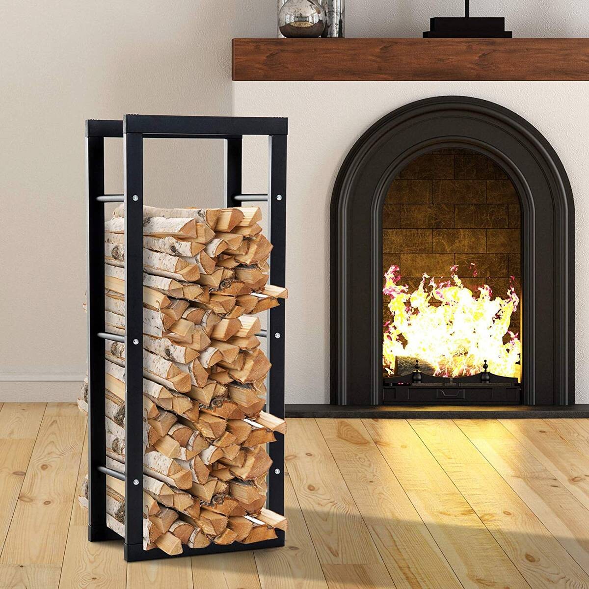 HOMCOM Kaminholzständer schwarz B/H/T: ca. 40x100x25 cm ca. 4,75 kg