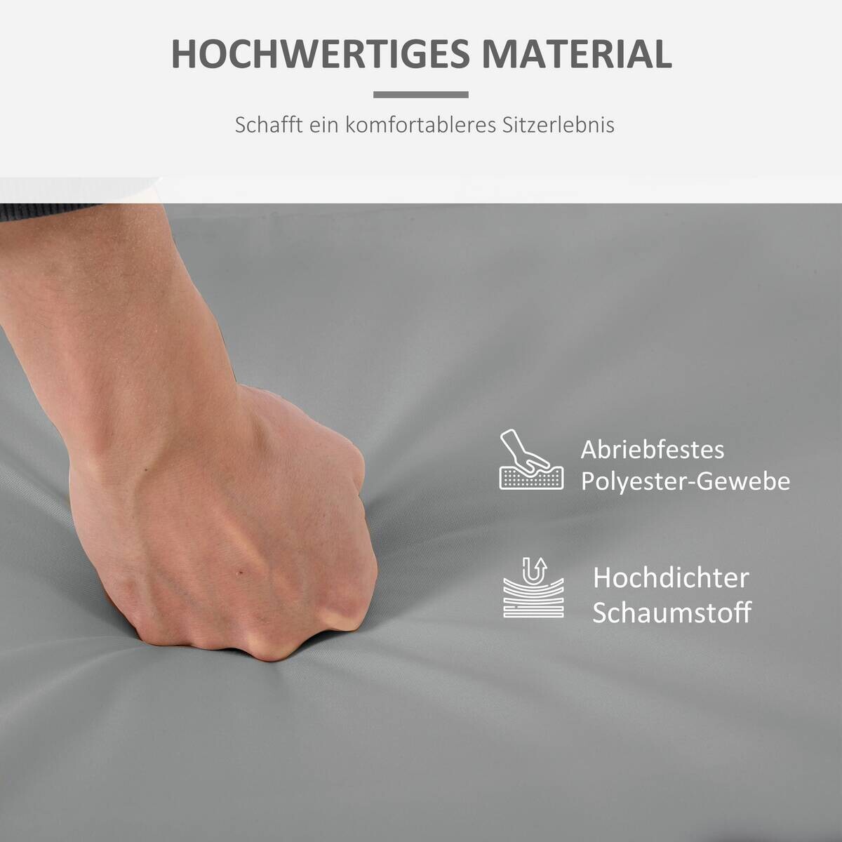 Outsunny Sitzkissen-Set hellgrau Polyester B/H/L: ca. 52x7x56 cm
