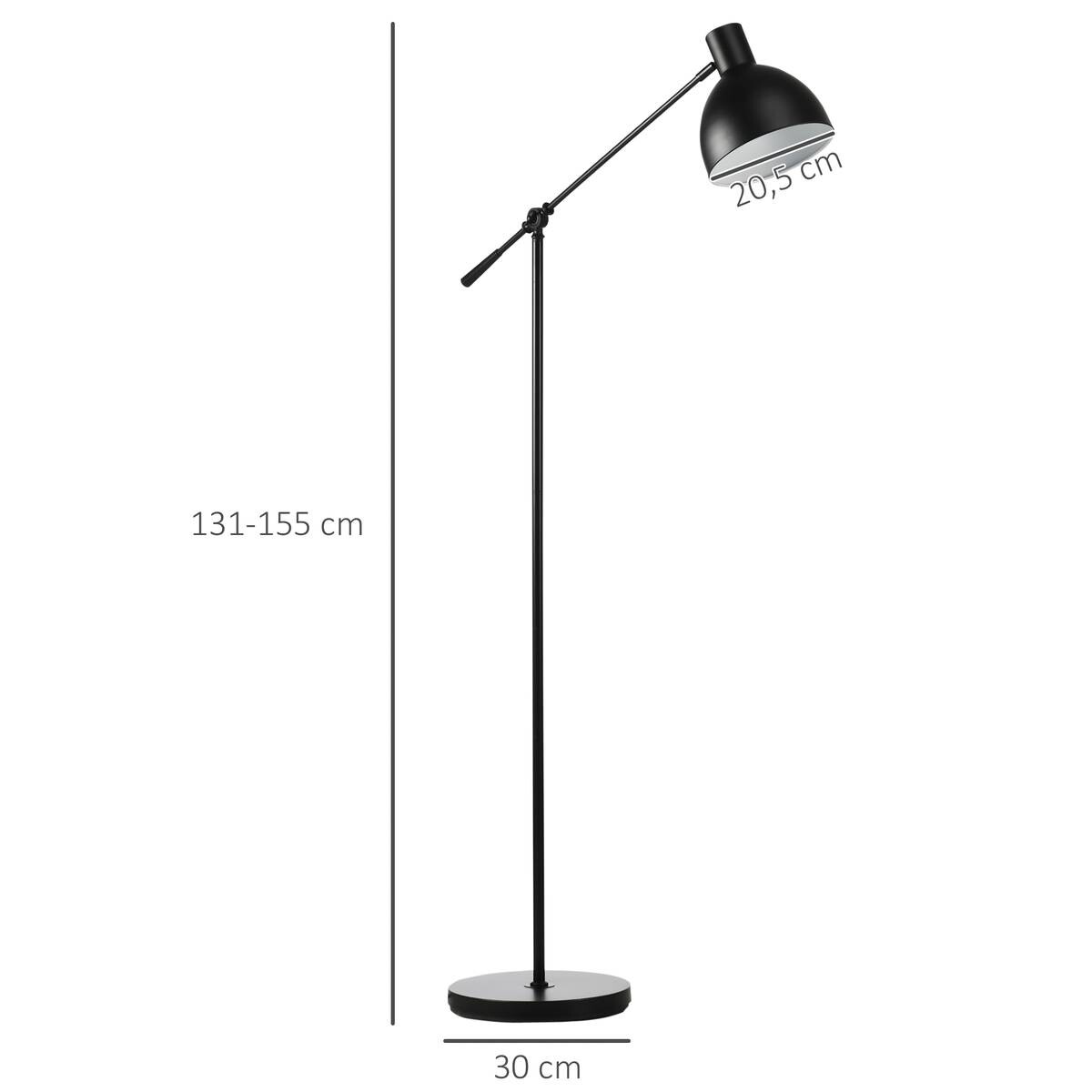 HOMCOM Stehlampe schwarz Stahl B/H/T: ca. 30x131x30 cm