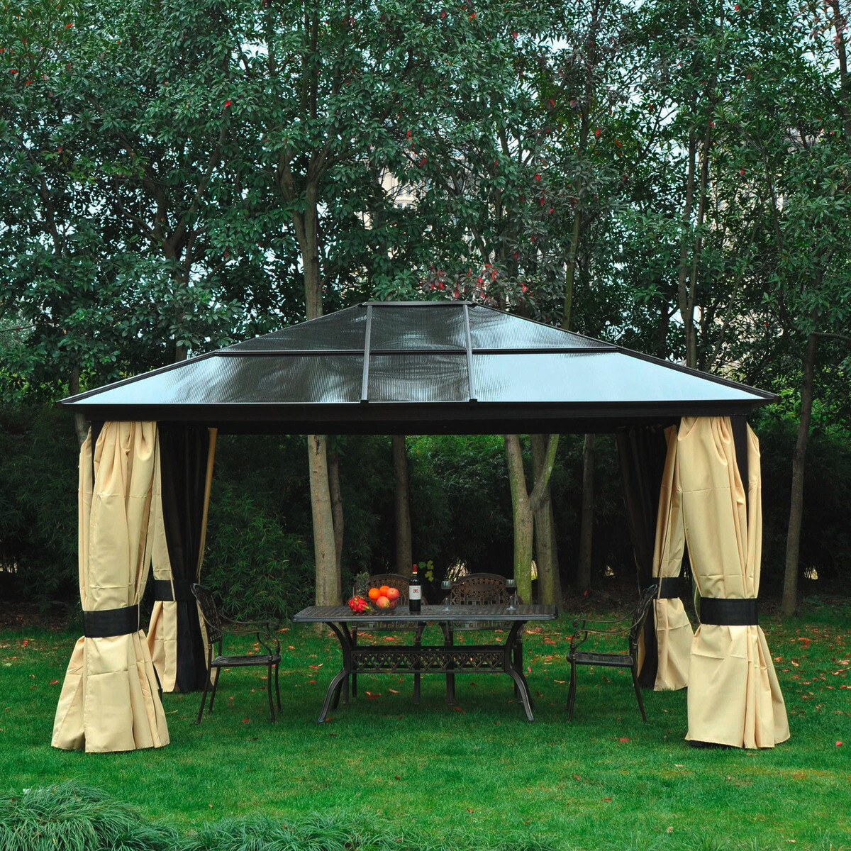 Outsunny Pavillon braun Aluminium B/H/L: ca. 360x265x420 cm