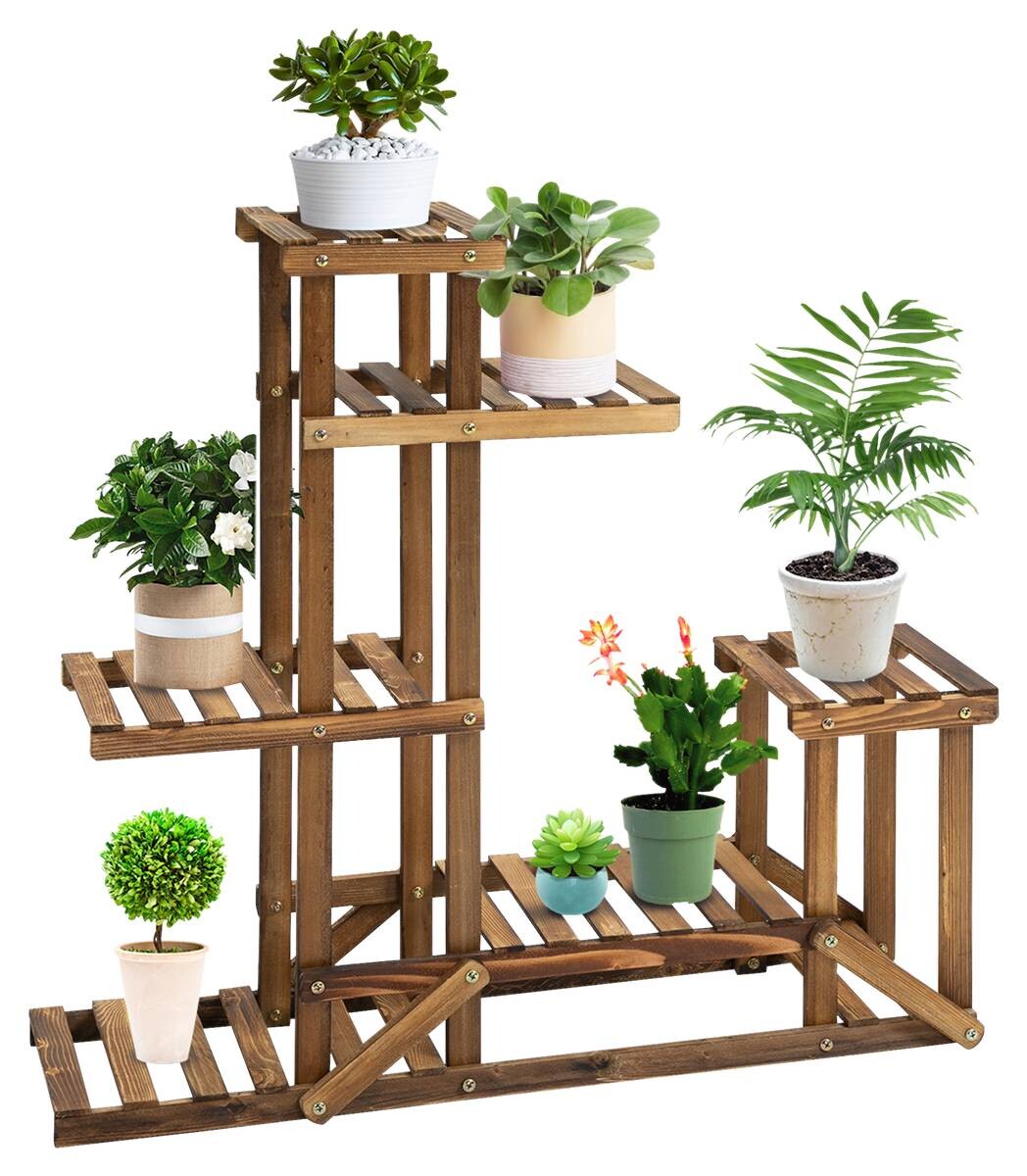 Outsunny Blumenständer braun Holz B/H/L: ca. 28x96,5x95 cm