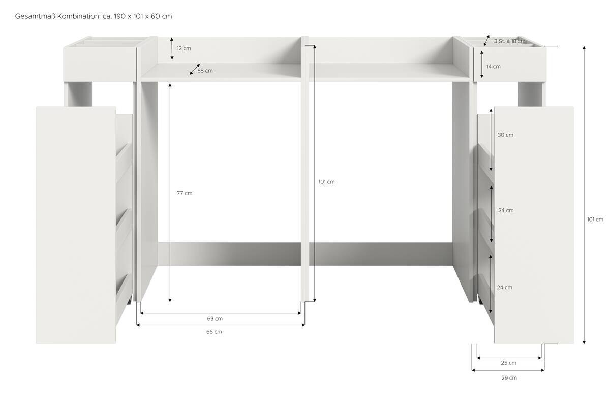 Waschmaschinenumbauschrank Free weiß B/H/T: ca. 66x101x60 cm