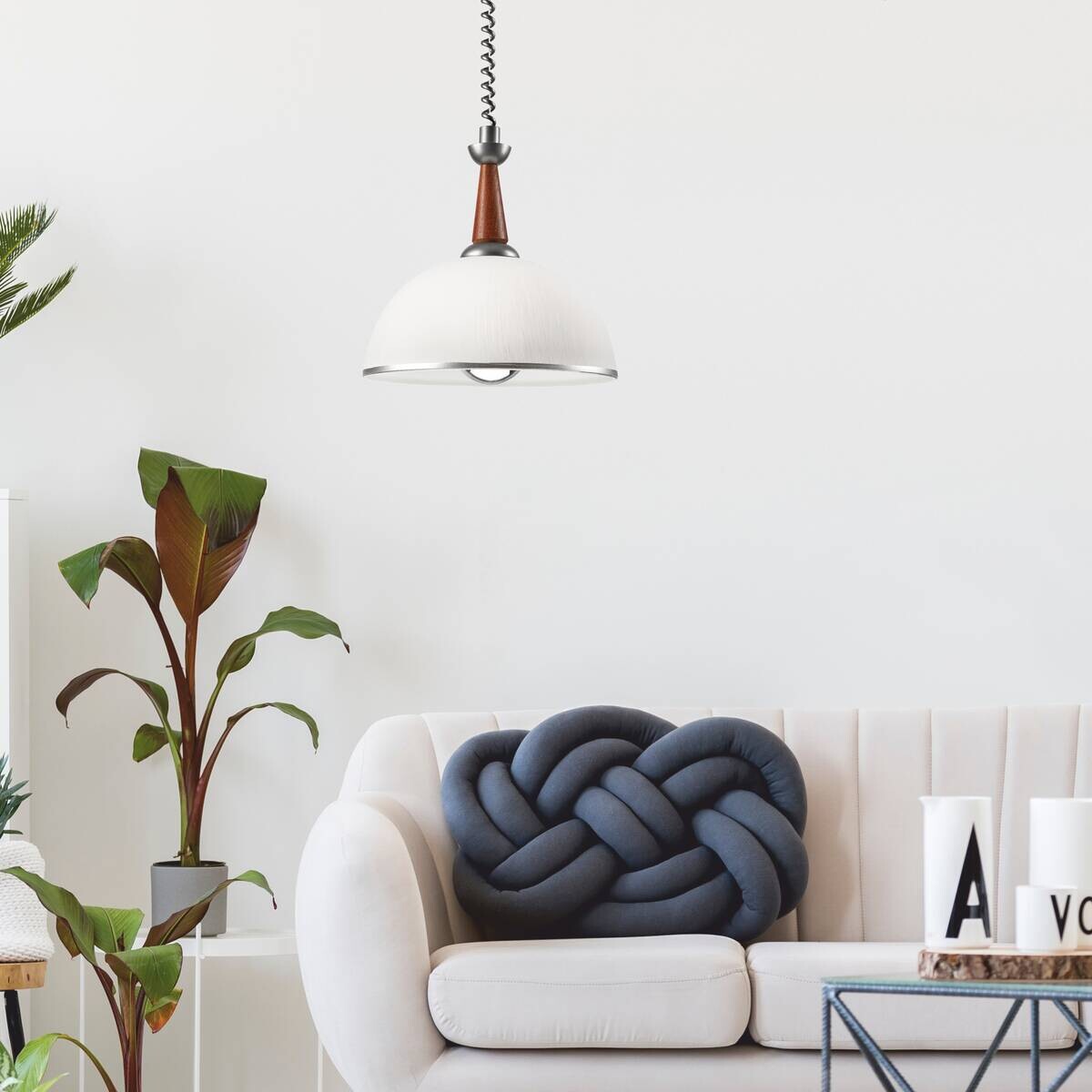 Lamkur Deckenleuchte silber Glas B/H/L: ca. 64x30x64 cm E27 1 Brennstellen