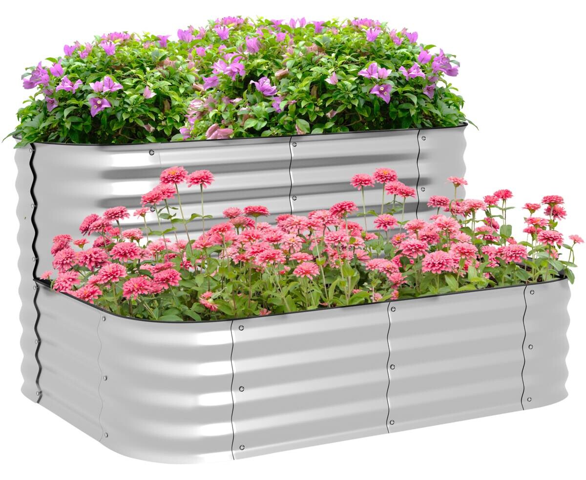 Outsunny Hochbeet silber Metall B/H/L: ca. 90x30x120 cm