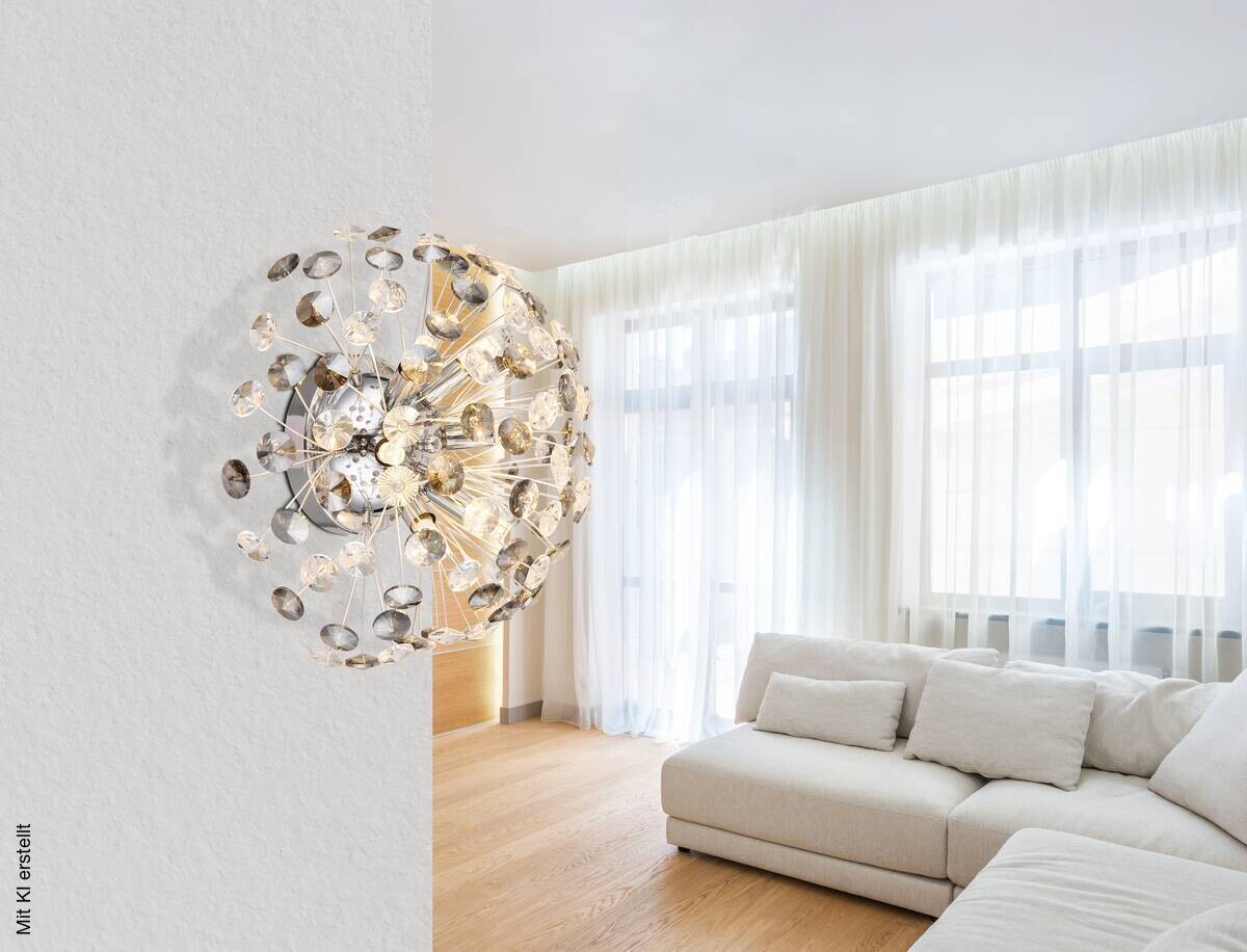 GLOBO LED-Wandleuchte Rauch Chrom Metall D: ca. 40 cm G9 6 Brennstellen