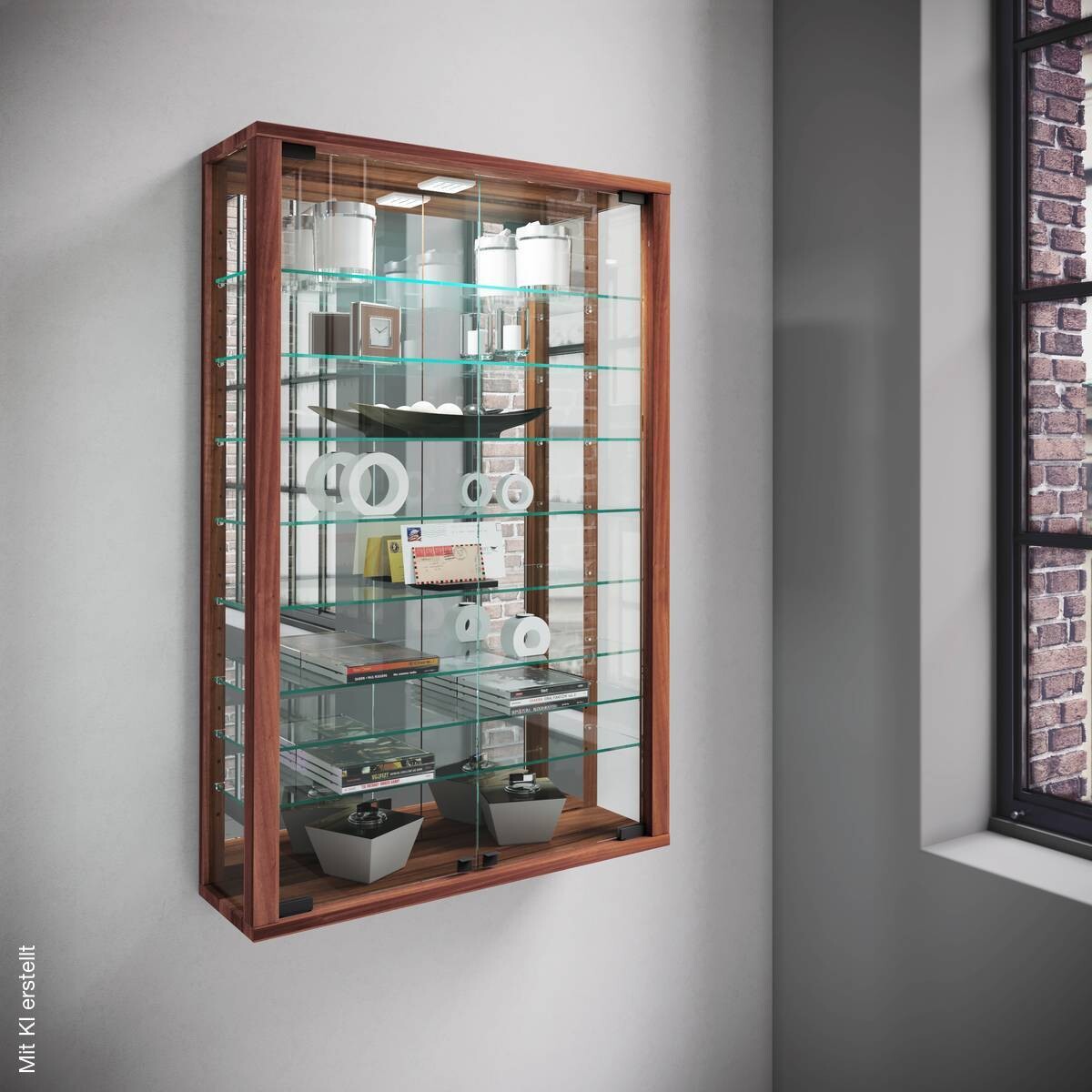Vitrine Vitrosa nussbaum Nachbildung Holzwerkstoff Glas