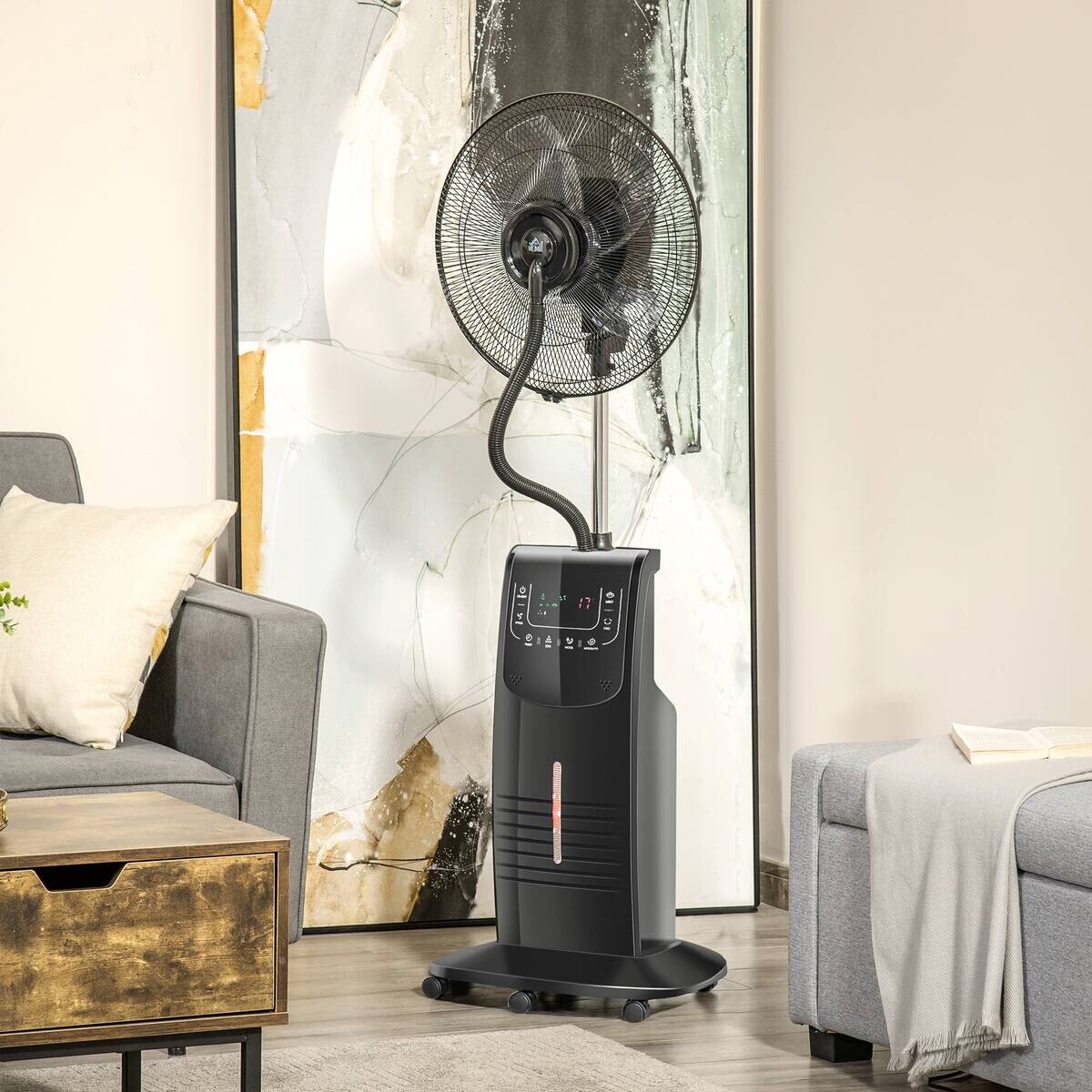 HOMCOM Ventilator schwarz Polypropylen Edelstahl Kunststoff B/H/L: ca. 44,5x44,5x135 cm