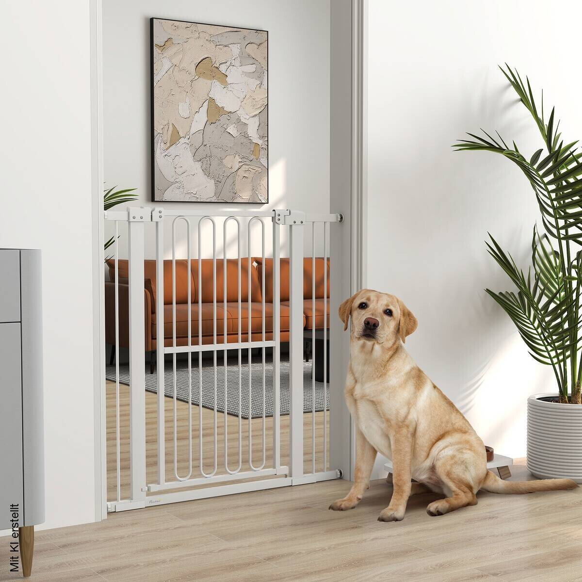 PawHut Türschutzgitter weiß Kunststoff B/H/L: ca. 5x104x104 cm