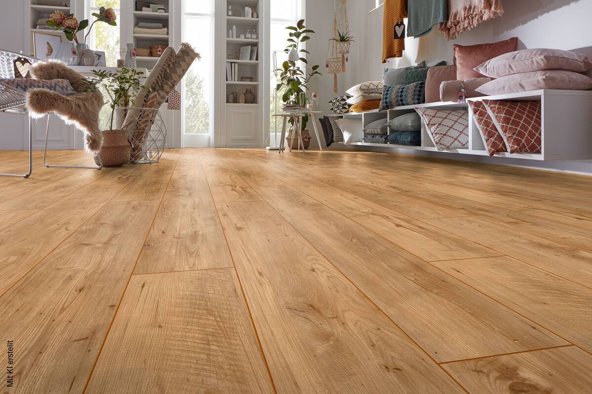 Laminatboden Kastanie ca. 1,598 m² im Paket B/L: ca. 40x81 cm pro Paket