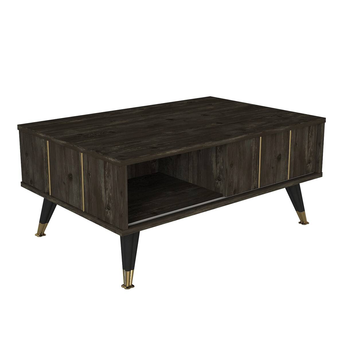 Couchtisch Nero Rebab braun dunkelgrau B/H/T: ca. 90x40x60 cm