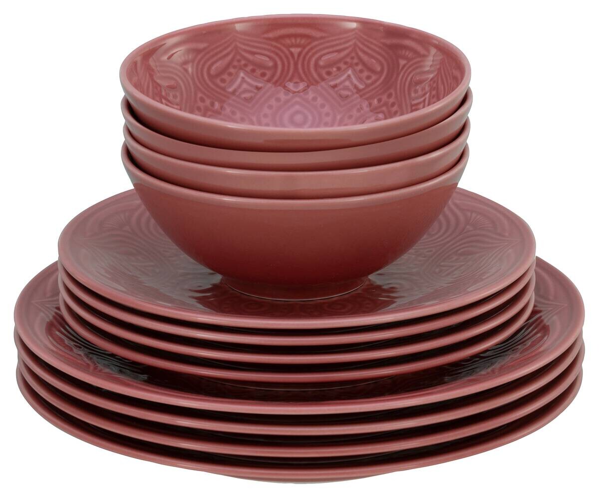 CreaTable Tafelservice Orient Mandala rot Porzellan 12 tlg.