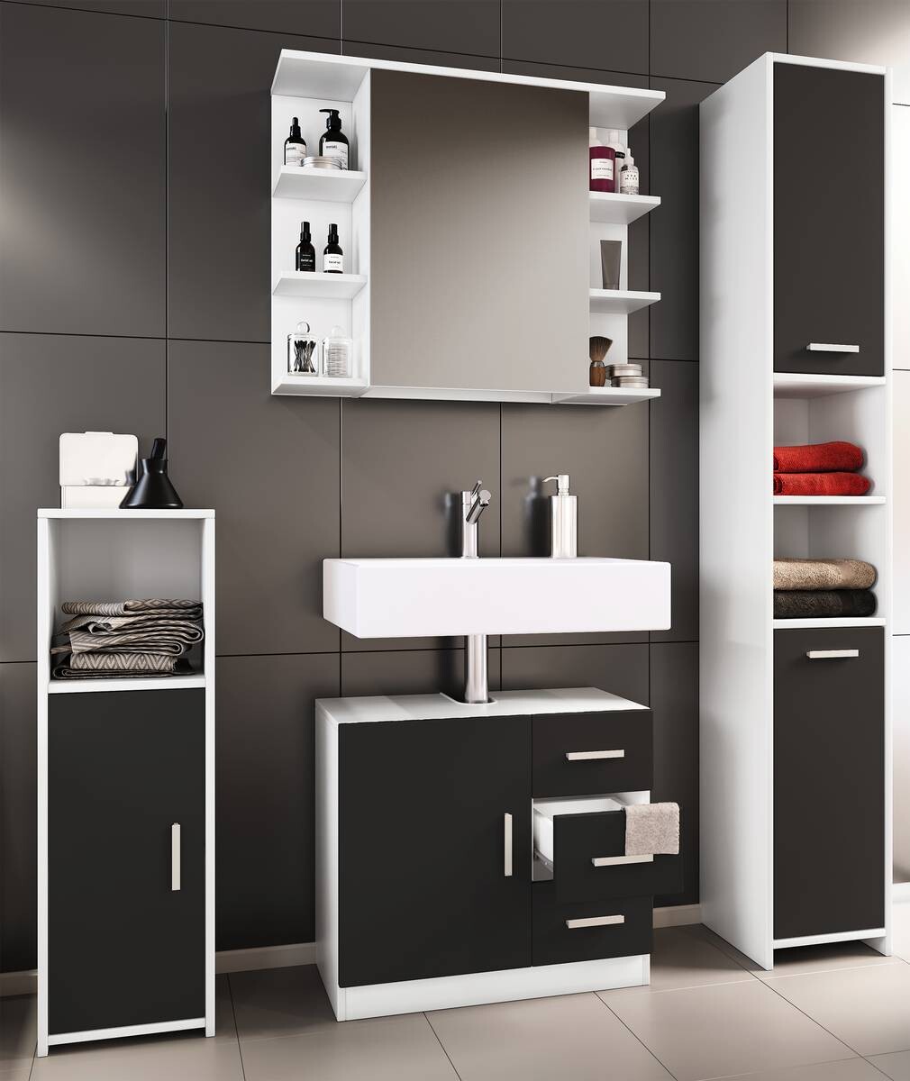 Badezimmer-Set Zalo schwarz B/H/T: ca. 63x56x30 cm