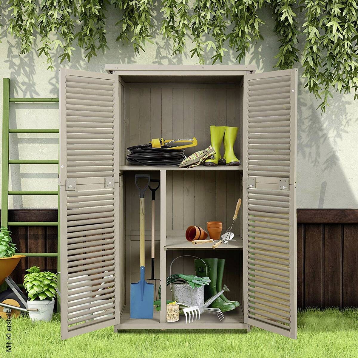Outsunny Gartenschrank grau Kiefer B/H/L: ca. 46,5x160x87 cm