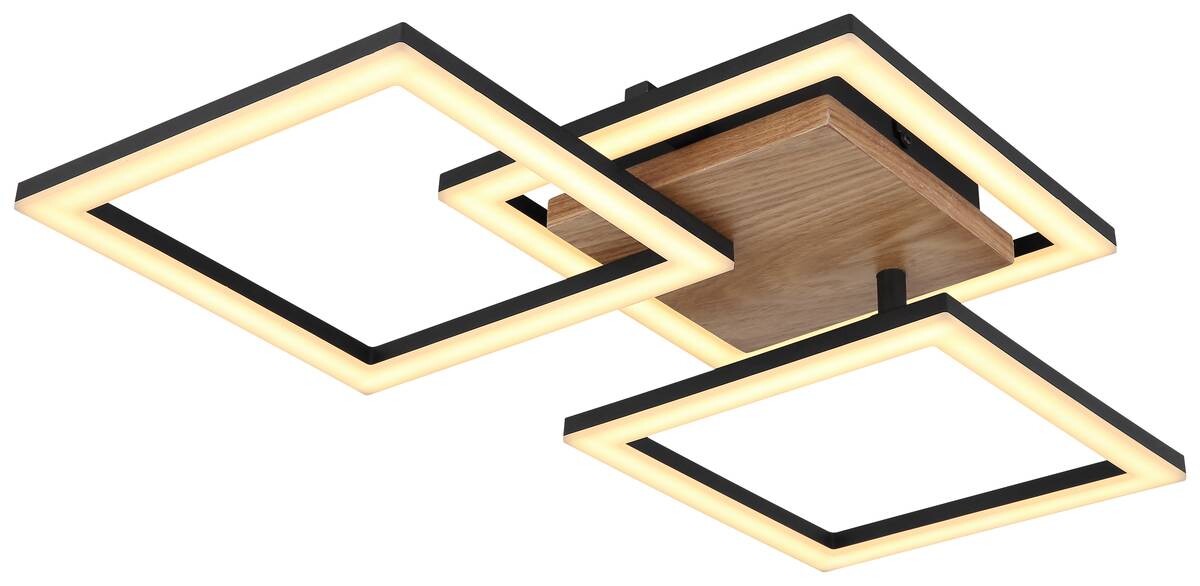 GLOBO Deckenleuchte 67280-30 dunkelbraun schwarz Opal Holz Metall Kunststoff B/H/L: ca. 31x7,5x66 cm