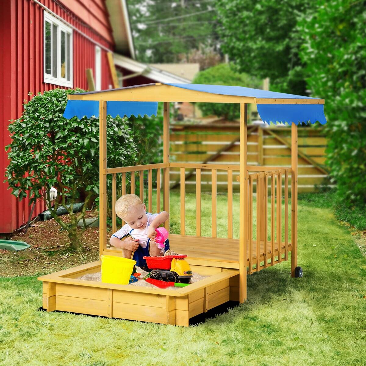 Outsunny Sandkasten natur B/H/L: ca. 129x133x137,5 cm