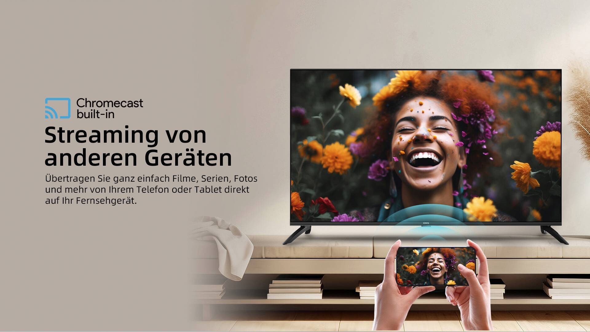 CHiQ Q-LED-TV U55QG7L B/H: ca. 123x79 cm