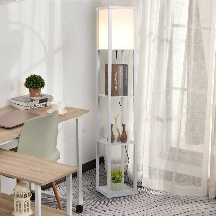 HOMCOM Stehlampe 833-623V90WT weiß Acryl Kunststoff B/H/L: ca. 26x160x26 cm E27 1 Brennstellen