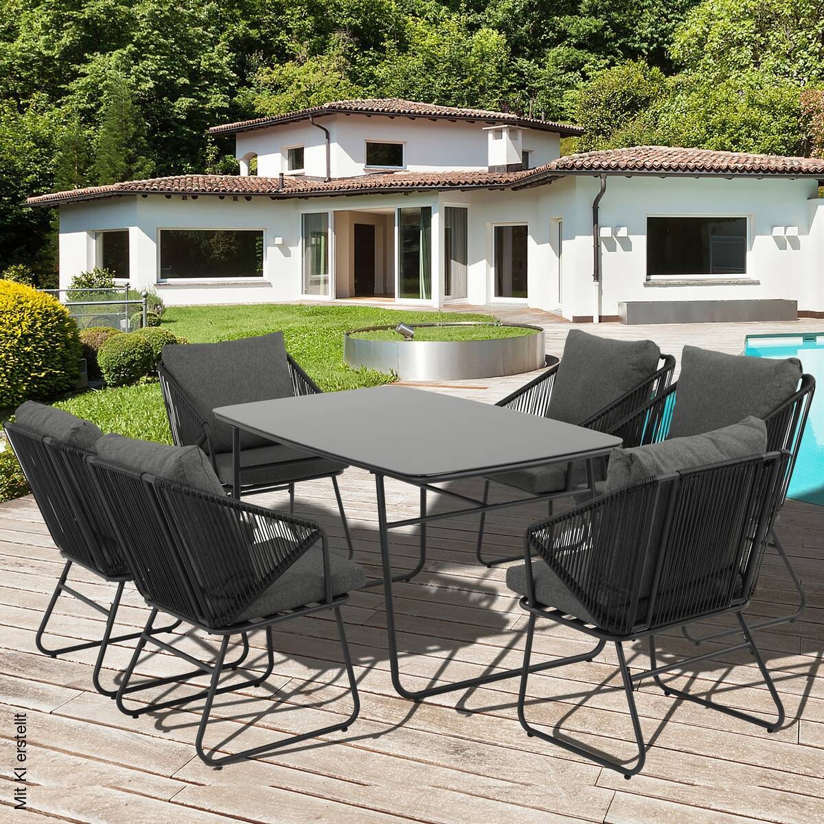 POCOline Gartensitzgruppe schwarz Stahl