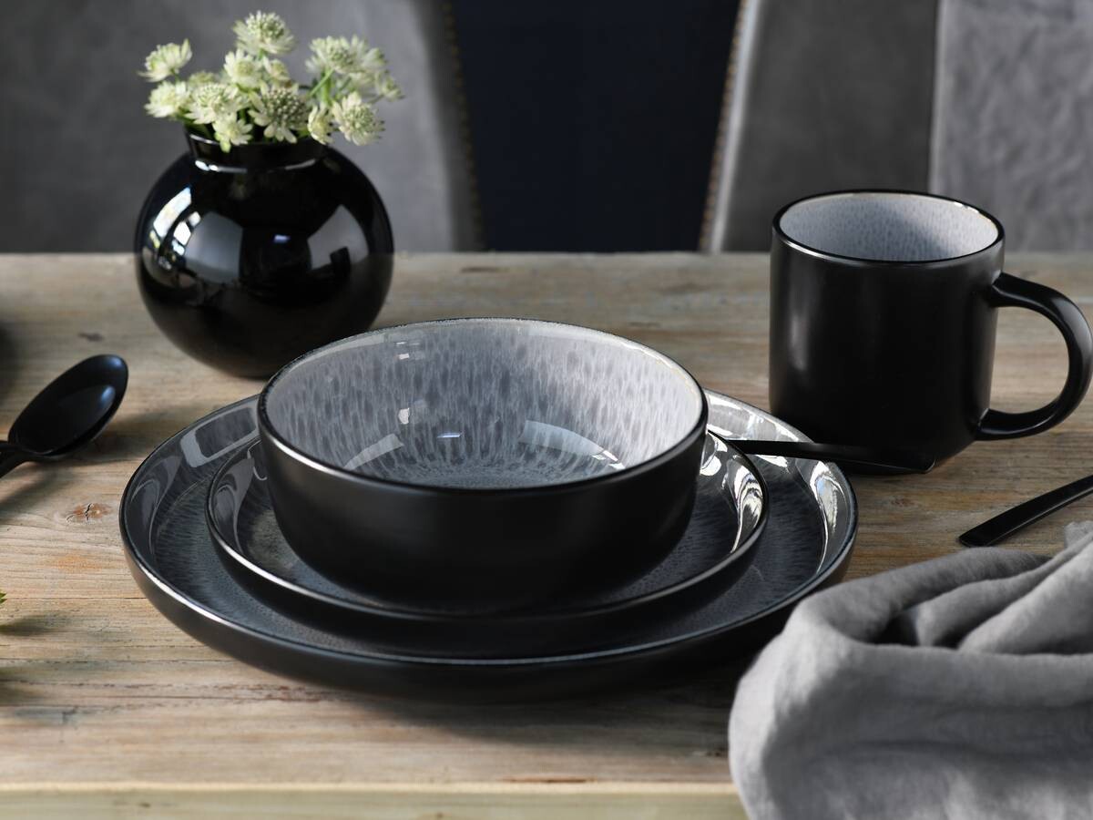 CreaTable Schalen-Set Nordic Fjord Frost grau Steinzeug D: ca. 15,5 cm