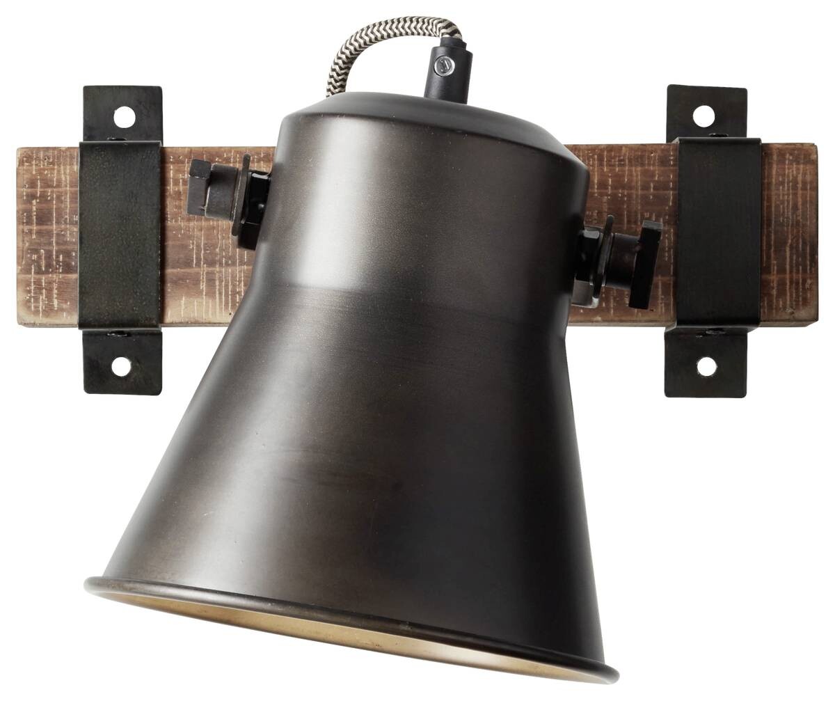 Brilliant Spot Plow schwarz braun Metall Holz B/H/T: ca. 17x24x25 cm E27 1 Brennstellen