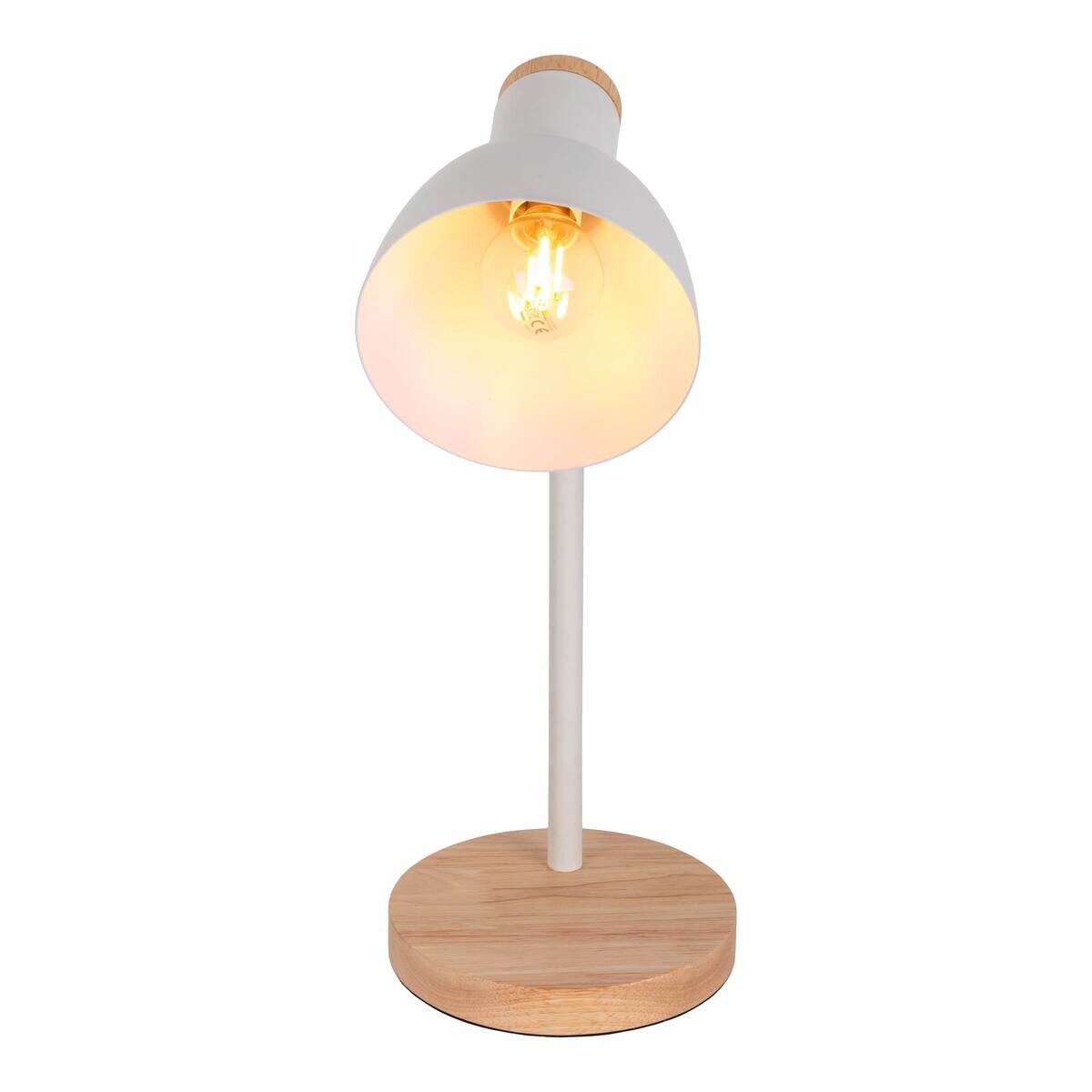 Näve Leuchten Tischleuchte weiß Holz Metall B/H/T/D: ca. 14x36,5x14x14 cm E14 1 Brennstellen