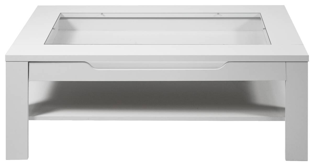 byLIVING Couchtisch RALPH weiß Holzwerkstoff Klarglas B/H/T: ca. 110x43x67 cm