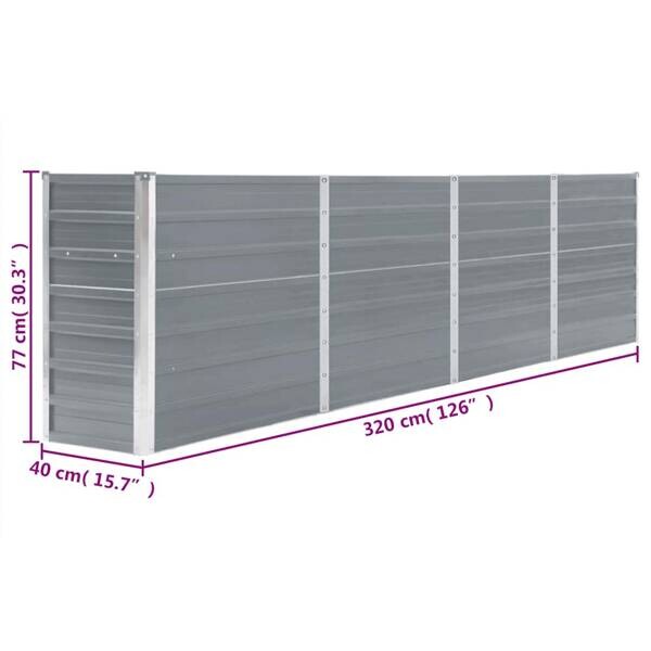 Hochbeet grau Metall B/H/L: ca. 40x77x320 cm