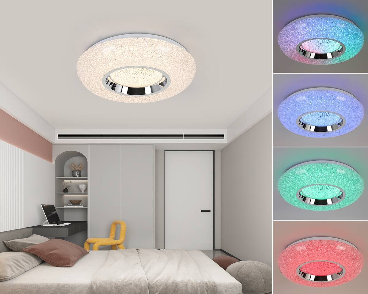 Nolo LED Deckenleuchte Andrea weiß Chrom Kunststoff Metall B/H/L: ca. 38x8x38 cm 1 Brennstellen