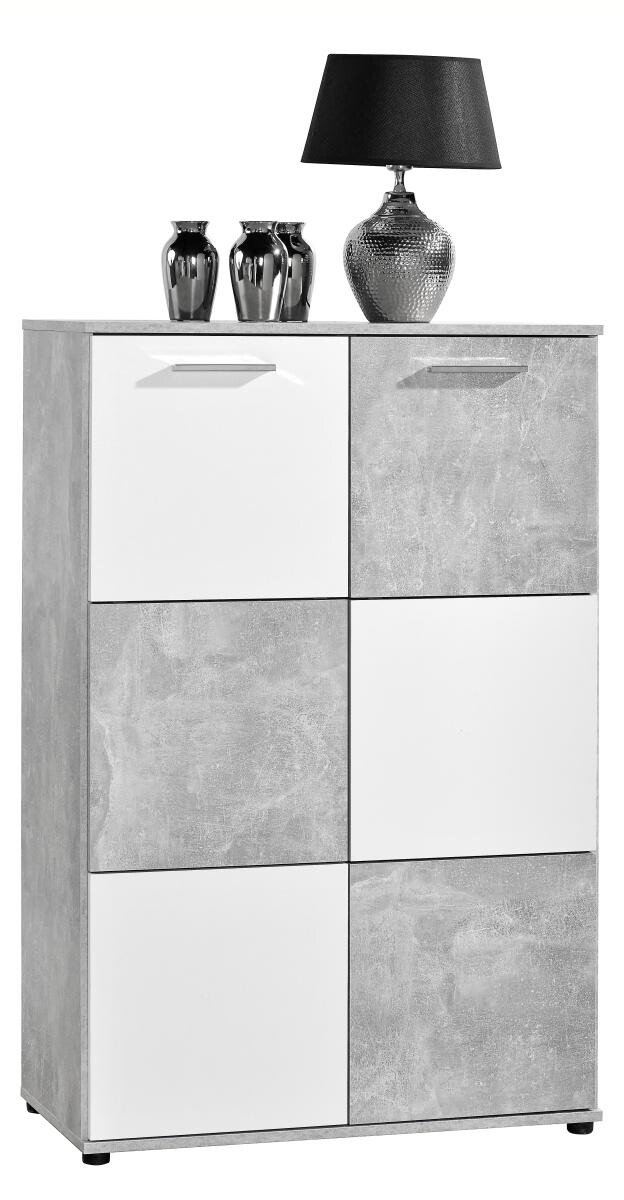 Kommode Zero Beton Optik weiß B/H/T: ca. 78x120x39 cm