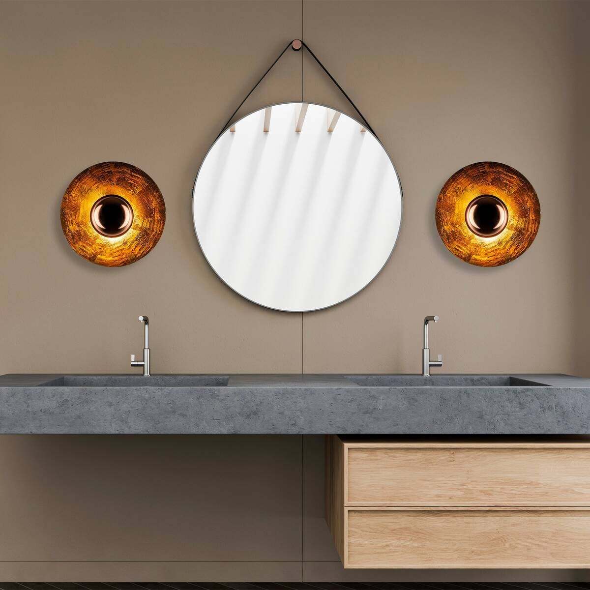 Opviq Wandleuchte Kurt Kupfer Metall B/H/T/L/D: ca. 38x31x38x38x38 cm G9 1 Brennstellen